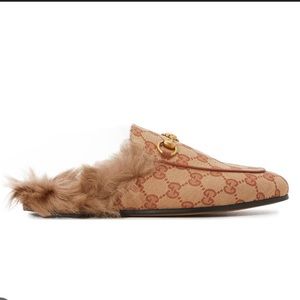 Gucci Princetown GG Canvas Slipper w/ shearling